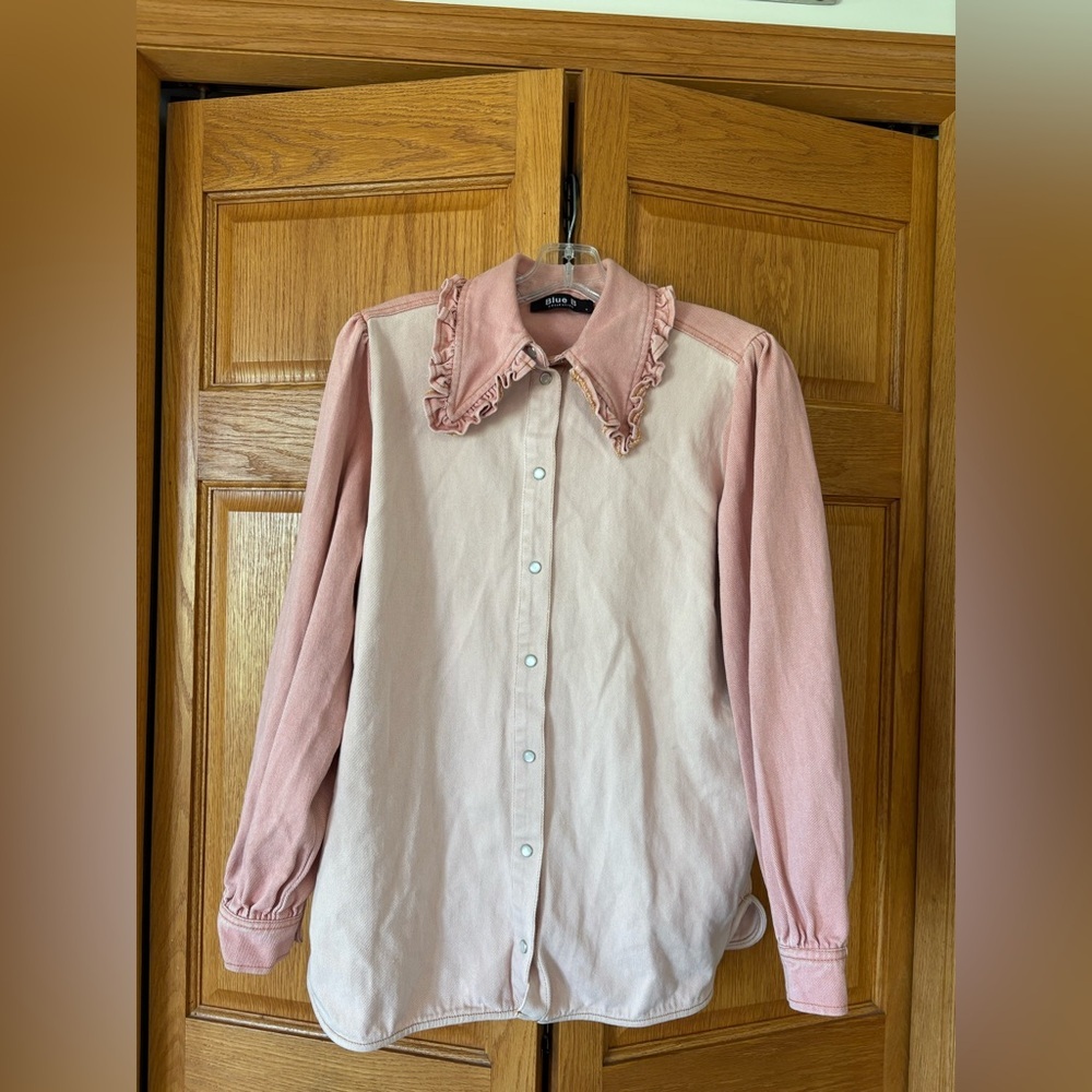 Blue B Collection Chic Pink and Cream Women's Blouse 💗 - Picture 9 of 14